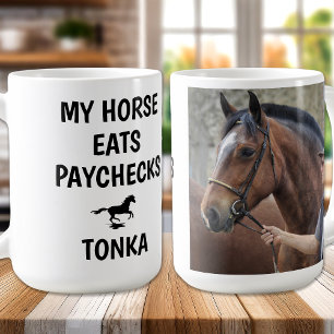 Mijn paard eet looncheques uit - grappige foto-paa koffiemok