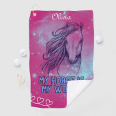 Mijn paard is mijn wereld Magenta Golfhanddoek (Insitu)