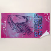 Mijn paard is mijn wereld Magenta   Strandlaken (Voorkant)