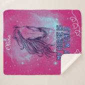 Mijn paard is mijn wereldmagenta sherpa deken (Voorkant (horizontaal))