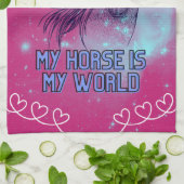 Mijn paard is mijn wereldmagenta theedoek (Gevouwen)