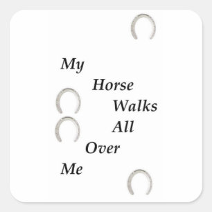 Mijn paard loopt over me heen mousepad vierkante sticker