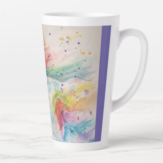 Mijn Paard Regenboog Eenhoorn Waterverf Latte Mok (Rechts)