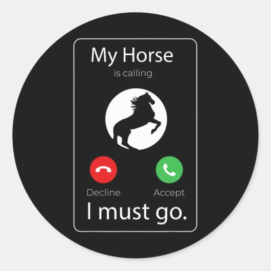Mijn paard roept dat ik een grappig paard moet gaa ronde sticker (Voorkant)