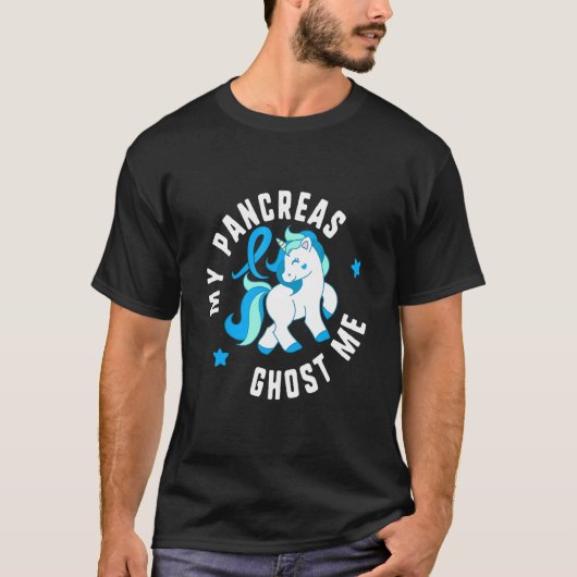 Mijn Pancreas Ghost me Diabetes T1 Bewustheid Vorm T-shirt (Voorkant)