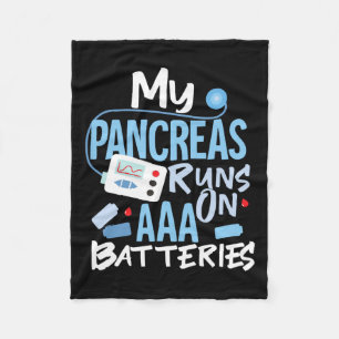 Mijn pancreas loopt op Aaa Batteries Type 1 diabet Fleece Deken