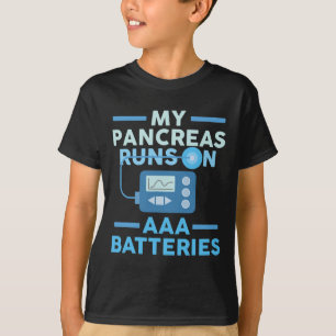 Mijn pancreas loopt op Aaa Batteries Type 1 diabet T-shirt