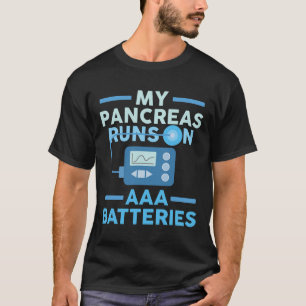 Mijn pancreas loopt op Aaa Batteries Type 1 diabet T-shirt