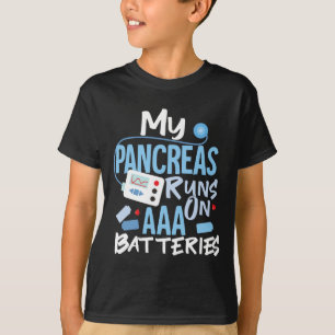 Mijn pancreas loopt op Aaa Batteries Type 1 diabet T-shirt