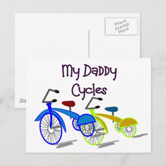 Mijn papa fietsen - Kinder T-shirts fietsen Briefkaart (Voorkant / Achterkant)