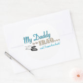 Mijn papa is in Irak (blauw) Ronde Sticker (Envelop)