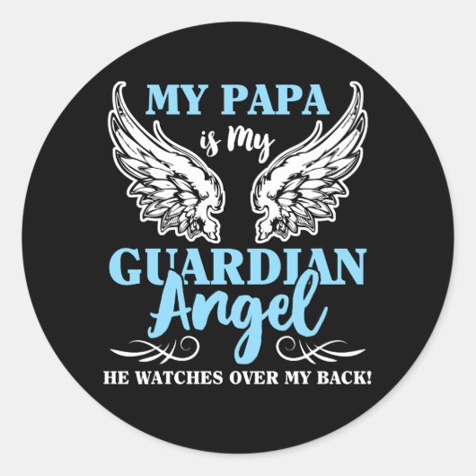 Mijn Papa is Mijn Guardian Angel Ronde Sticker (Voorkant)