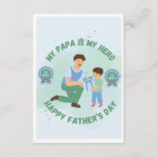 Mijn papa is mijn held Schattige jongen Vaderdag p Kaart