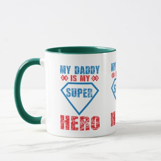 Mijn papa is mijn superheld tripel ontwerp vader m mok (Links)