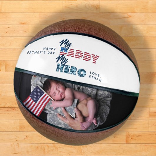 Mijn papa Mijn held Militair Quote Foto Vaderdag Basketbal