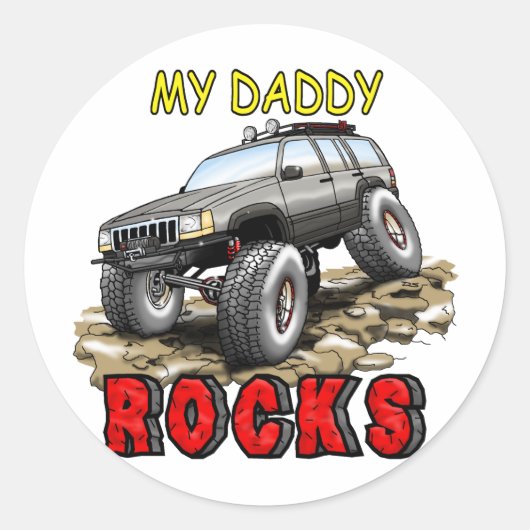 Mijn_papa_Papa_Rocks_ZJ Ronde Sticker (Voorkant)