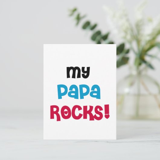 Mijn Papa Rocks Tshirts en geschenken Briefkaart (Staand voorkant)