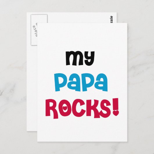 Mijn Papa Rocks Tshirts en geschenken Briefkaart (Voorkant / Achterkant)