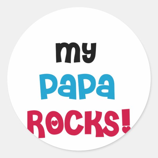 Mijn Papa Rocks Tshirts en geschenken Ronde Sticker (Voorkant)
