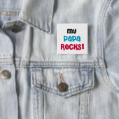 Mijn Papa Rocks Tshirts en geschenken Vierkante Button 5,1 Cm (In situ)