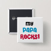 Mijn Papa Rocks Tshirts en geschenken Vierkante Button 5,1 Cm (Voorkant /achterkant)