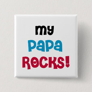 Mijn Papa Rocks Tshirts en geschenken Vierkante Button 5,1 Cm