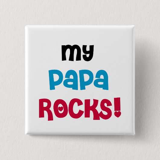 Mijn Papa Rocks Tshirts en geschenken Vierkante Button 5,1 Cm (Voorkant)