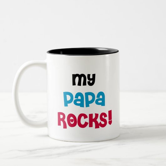 Mijn Papa Rocks Tweekleurige Koffiemok (Links)
