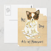 Mijn Papillon Ate mijn thuiswerk Briefkaart (Voorkant / Achterkant)