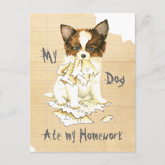 Mijn Papillon Ate mijn thuiswerk Briefkaart (Voorkant)