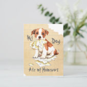 Mijn Parson Russell Terrier Ate Mijn thuiswerk Briefkaart (Staand voorkant)