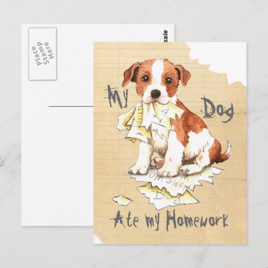 Mijn Parson Russell Terrier Ate Mijn thuiswerk Briefkaart (Voorkant / Achterkant)