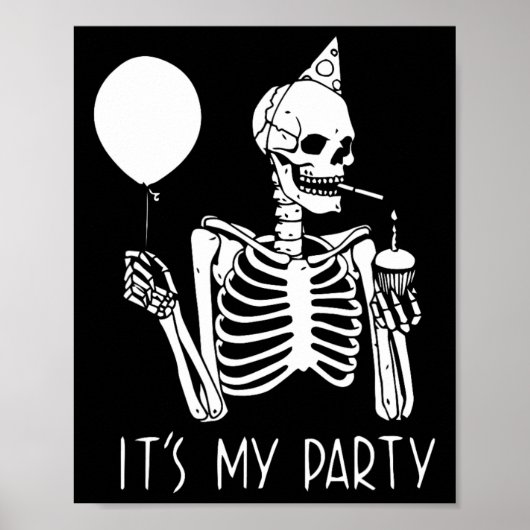 Mijn Partij Lazy Halloween Costume Skeleton Skull Poster (Voorkant)