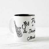 MIJN PASSIE is de Saxofone Tweekleurige Koffiemok (Voorkant links)