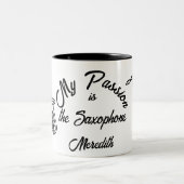 MIJN PASSIE is de Saxofone Tweekleurige Koffiemok (Center)