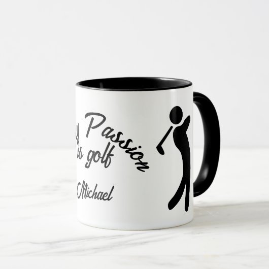 MIJN PASSIE is golf. bewerkbare tekst Mok (Voorkant rechts)
