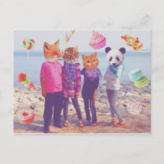 Mijn pastel Sweet Animal Familie Briefkaart