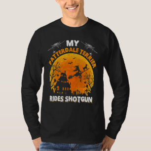 Mijn Patterdale-terriër hond rijdt shotgun Hallowe T-shirt