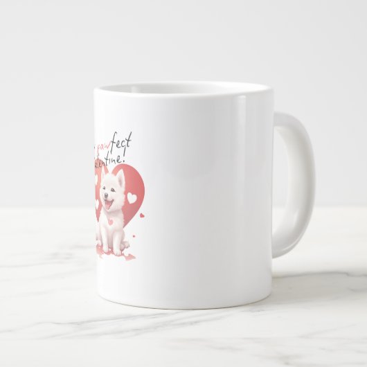 Mijn Pawfect Valentijn - Schattige Witte Jindo Pup Grote Koffiekop (Voorkant rechts)