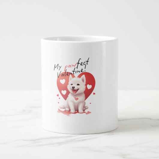 Mijn Pawfect Valentijn - Schattige Witte Jindo Pup Grote Koffiekop (Voorkant)