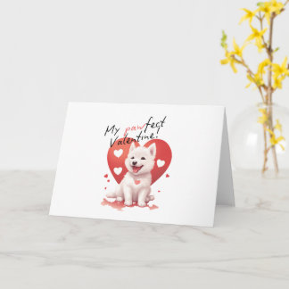 Mijn Pawfecte Valentijn - Schattige Witte Jindo Pu Kaart