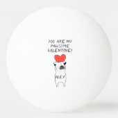 Mijn Pawsome Valentijn Schattige Pug & Rood Hart W Pingpongbal (Voorkant)