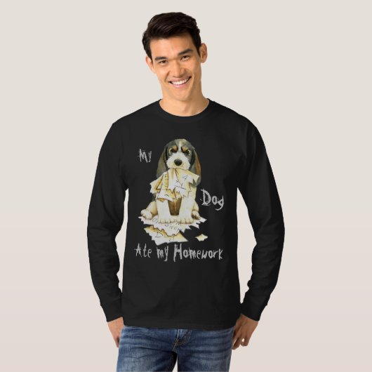 Mijn PBGV Ate Mijn thuiswerk T-shirt (Voorkant volledig)