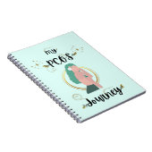 Mijn PCOS-reis PCOS-bewustzijn Blauwgroen lint Notitieboek (Rechterzijde)