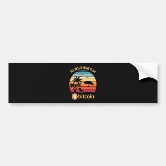 Mijn Pensioenplan Bitcoin Strand Zonsondergang Bumpersticker (Voorkant)