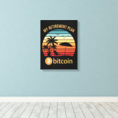 Mijn Pensioenplan Bitcoin Strand Zonsondergang Canvas Afdruk (Insitu (Houten vloer))