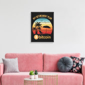 Mijn Pensioenplan Bitcoin Strand Zonsondergang Canvas Afdruk (Insitu (Woonkamer))