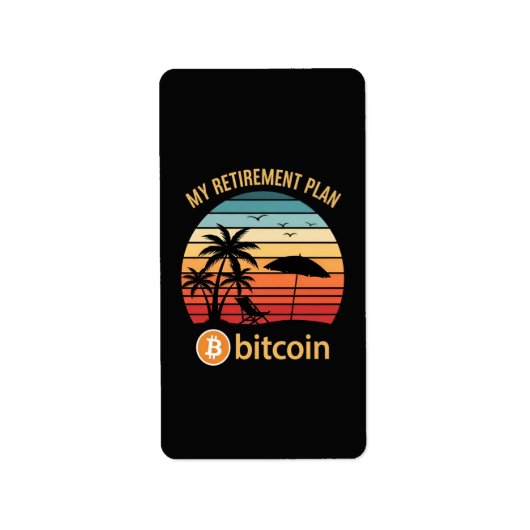 Mijn Pensioenplan Bitcoin Strand Zonsondergang Etiket (Voorkant)