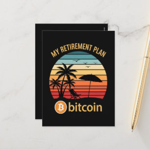 Mijn Pensioenplan Bitcoin Strand Zonsondergang Feestdagenkaart