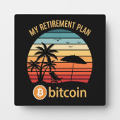 Mijn Pensioenplan Bitcoin Strand Zonsondergang Fotoplaat (Voorkant)